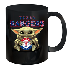 Baby Yoda Hugs Loves The Texas Rangers Baseball Ceramic Mug 11oz Ceramic Mug 11oz - VeigarTee