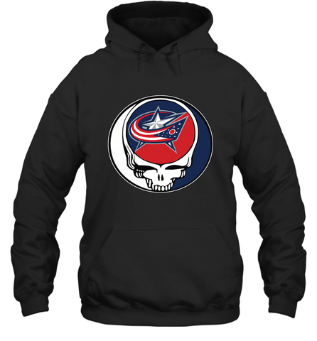 Columbus Blue Grateful Dead Steal Your Face Hockey NHL Adult Hoodie Sweatshirt Adult Hoodie Sweatshirt / Black / S Adult Hoodie Sweatshirt - VeigarTee