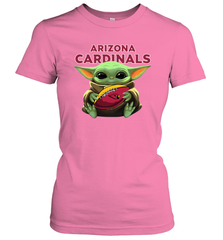 Baby Yoda Loves The Arizona Cardinals Star Wars Baby Yoda Hugs Cardinals NFL Womens T-Shirt Womens T-Shirt - VeigarTee