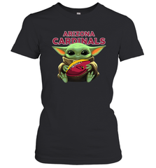 Baby Yoda Loves The Arizona Cardinals Star Wars Baby Yoda Hugs Cardinals NFL Womens T-Shirt Womens T-Shirt - VeigarTee