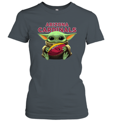 Baby Yoda Loves The Arizona Cardinals Star Wars Baby Yoda Hugs Cardinals NFL Womens T-Shirt Womens T-Shirt - VeigarTee