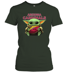 Baby Yoda Loves The Arizona Cardinals Star Wars Baby Yoda Hugs Cardinals NFL Womens T-Shirt Womens T-Shirt - VeigarTee
