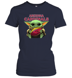Baby Yoda Loves The Arizona Cardinals Star Wars Baby Yoda Hugs Cardinals NFL Womens T-Shirt