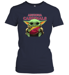 Baby Yoda Loves The Arizona Cardinals Star Wars Baby Yoda Hugs Cardinals NFL Womens T-Shirt Womens T-Shirt - VeigarTee