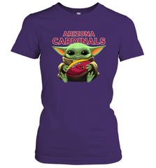 Baby Yoda Loves The Arizona Cardinals Star Wars Baby Yoda Hugs Cardinals NFL Womens T-Shirt Womens T-Shirt - VeigarTee