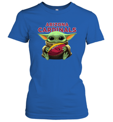 Baby Yoda Loves The Arizona Cardinals Star Wars Baby Yoda Hugs Cardinals NFL Womens T-Shirt Womens T-Shirt - VeigarTee