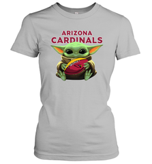 Baby Yoda Loves The Arizona Cardinals Star Wars Baby Yoda Hugs Cardinals NFL Womens T-Shirt Womens T-Shirt - VeigarTee