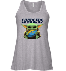 Baby Yoda Loves The Los Angeles Chargers Star Wars Baby Yoda Hugs Chargers NFL Womens Racerback Tank Top Womens Racerback Tank Top - VeigarTee