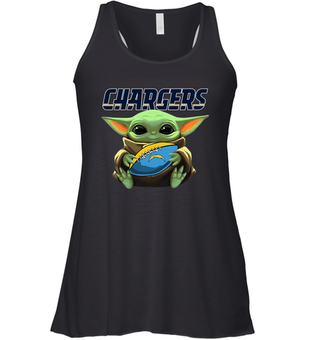 Baby Yoda Loves The Los Angeles Chargers Star Wars Baby Yoda Hugs Chargers NFL Womens Racerback Tank Top Womens Racerback Tank Top / Black / XS Womens Racerback Tank Top - VeigarTee