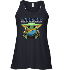 Baby Yoda Loves The Los Angeles Chargers Star Wars Baby Yoda Hugs Chargers NFL Womens Racerback Tank Top Womens Racerback Tank Top - VeigarTee