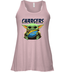 Baby Yoda Loves The Los Angeles Chargers Star Wars Baby Yoda Hugs Chargers NFL Womens Racerback Tank Top Womens Racerback Tank Top - VeigarTee