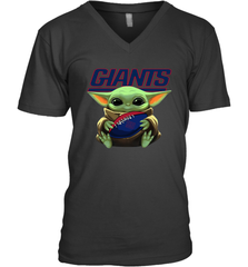 Baby Yoda Loves The New York Giants Star Wars Baby Yoda Hugs Giants NFL Mens V-Neck T-Shirt Mens V-Neck T-Shirt - VeigarTee