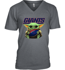 Baby Yoda Loves The New York Giants Star Wars Baby Yoda Hugs Giants NFL Mens V-Neck T-Shirt Mens V-Neck T-Shirt - VeigarTee