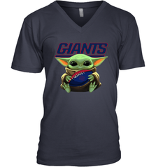 Baby Yoda Loves The New York Giants Star Wars Baby Yoda Hugs Giants NFL Mens V-Neck T-Shirt Mens V-Neck T-Shirt - VeigarTee