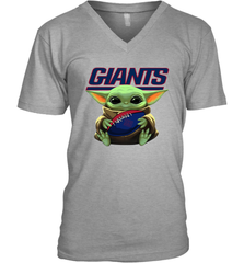 Baby Yoda Loves The New York Giants Star Wars Baby Yoda Hugs Giants NFL Mens V-Neck T-Shirt Mens V-Neck T-Shirt - VeigarTee