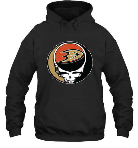 Anaheim Ducks Grateful Dead Steal Your Face Hockey NHL Adult Hoodie Sweatshirt Adult Hoodie Sweatshirt / Black / S Adult Hoodie Sweatshirt - VeigarTee