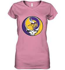 Minnesota Vikings Grateful Dead Steal Your Face NFL Football Womens V-Neck T-Shirt Womens V-Neck T-Shirt - VeigarTee