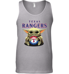 Baby Yoda Hugs Loves The Texas Rangers Baseball Mens Tank Top Mens Tank Top - VeigarTee