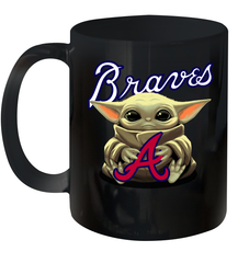 Baby Yoda Hugs Loves The Atlanta Braves Baseball Ceramic Mug 11oz Ceramic Mug 11oz - VeigarTee