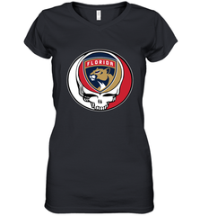 Florida Panthers Grateful Dead Steal Your Face Hockey NHL Womens V-Neck T-Shirt Womens V-Neck T-Shirt - VeigarTee