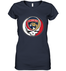 Florida Panthers Grateful Dead Steal Your Face Hockey NHL Womens V-Neck T-Shirt Womens V-Neck T-Shirt - VeigarTee