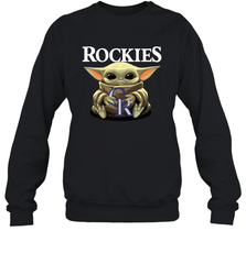 Baby Yoda Hugs Loves The Colorado Rockies Baseball Adult Sweatshirt Adult Sweatshirt - VeigarTee