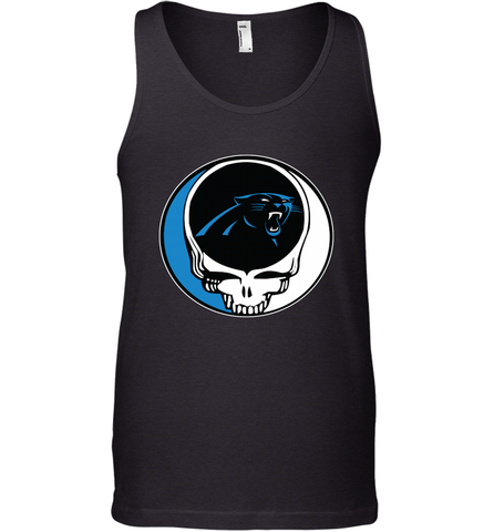 Carolina Panthers Grateful Dead Steal Your Face NFL Football Mens Tank Top Mens Tank Top / Black / XS Mens Tank Top - VeigarTee
