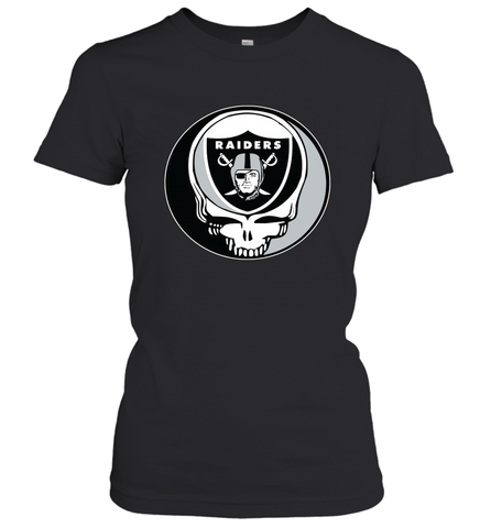 Oakland Raiders Grateful Dead Steal Your Face NFL Football Womens T-Shirt Womens T-Shirt / Black / XS Womens T-Shirt - VeigarTee