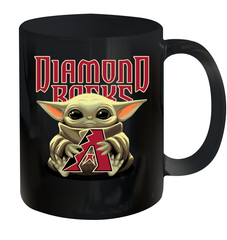 Baby Yoda Hugs Loves The Arizona Diamondbacks Baseball Ceramic Mug 11oz Ceramic Mug 11oz - VeigarTee