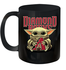 Baby Yoda Hugs Loves The Arizona Diamondbacks Baseball Ceramic Mug 11oz Ceramic Mug 11oz - VeigarTee