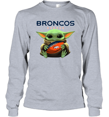 Baby Yoda Loves The Denver Broncos Star Wars Baby Yoda Hugs Broncos NFL Adult Long Sleeve T-Shirt Adult Long Sleeve T-Shirt - VeigarTee
