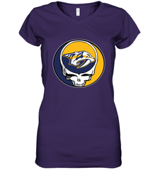 Nashville Predators Grateful Dead Steal Your Face Hockey NHL Womens V-Neck T-Shirt Womens V-Neck T-Shirt - VeigarTee