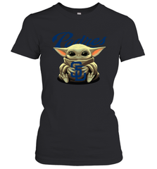 Baby Yoda Hugs Loves The San Diego Padres Baseball Womens T-Shirt Womens T-Shirt - VeigarTee