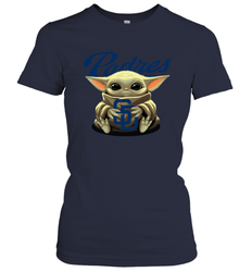 Baby Yoda Hugs Loves The San Diego Padres Baseball Womens T-Shirt