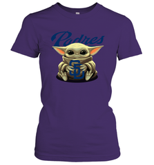 Baby Yoda Hugs Loves The San Diego Padres Baseball Womens T-Shirt Womens T-Shirt - VeigarTee