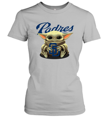 Baby Yoda Hugs Loves The San Diego Padres Baseball Womens T-Shirt Womens T-Shirt - VeigarTee
