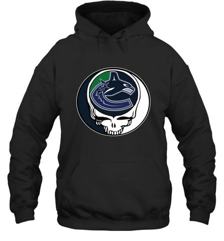 Vancouver Canucks Grateful Dead Steal Your Face Hockey NHL Adult Hoodie Sweatshirt Adult Hoodie Sweatshirt / Black / S Adult Hoodie Sweatshirt - VeigarTee