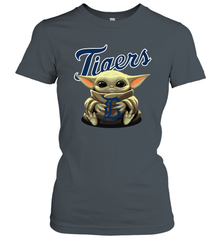 Baby Yoda Hugs Loves The Detroit Tigers Baseball Womens T-Shirt Womens T-Shirt - VeigarTee