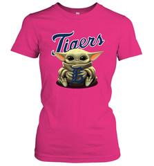 Baby Yoda Hugs Loves The Detroit Tigers Baseball Womens T-Shirt Womens T-Shirt - VeigarTee
