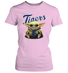 Baby Yoda Hugs Loves The Detroit Tigers Baseball Womens T-Shirt Womens T-Shirt - VeigarTee