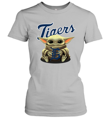 Baby Yoda Hugs Loves The Detroit Tigers Baseball Womens T-Shirt Womens T-Shirt - VeigarTee