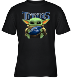 Baby Yoda Loves The Tennessee Titans Star Wars Baby Yoda Hugs Titans NFL Youth T-Shirt