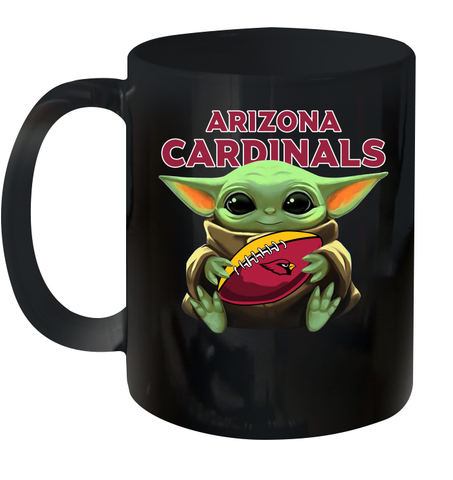Baby Yoda Loves The Arizona Cardinals Star Wars Baby Yoda Hugs Cardinals NFL Ceramic Mug 11oz Ceramic Mug 11oz / Black / 11oz Ceramic Mug 11oz - VeigarTee