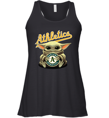 Baby Yoda Hugs Loves The Oakland Athletics Baseball Womens Racerback Tank Top Womens Racerback Tank Top - VeigarTee