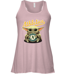 Baby Yoda Hugs Loves The Oakland Athletics Baseball Womens Racerback Tank Top Womens Racerback Tank Top - VeigarTee