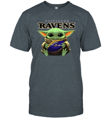 Baby Yoda Loves The Baltimore Ravens Star Wars Baby Yoda Hugs Ravens NFL Mens T-Shirt Mens T-Shirt - VeigarTee