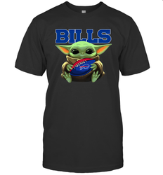 Baby Yoda Loves The Buffalo Bills Star Wars Baby Yoda Hugs Bills NFL Mens T-Shirt