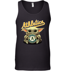 Baby Yoda Hugs Loves The Oakland Athletics Baseball Mens Tank Top