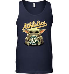 Baby Yoda Hugs Loves The Oakland Athletics Baseball Mens Tank Top