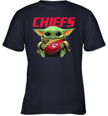 Baby Yoda Loves The Kansas City Chiefs Star Wars Baby Yoda Hugs Chiefs NFL Youth T-Shirt Youth T-Shirt - VeigarTee